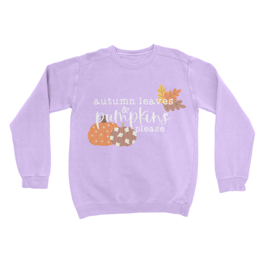 Autumn Leaves Comfort Colors Crewneck Sweatshirt in orchid