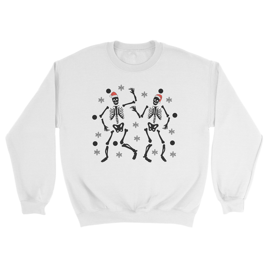 Christmas Skeletons Crewneck Sweatshirt in White