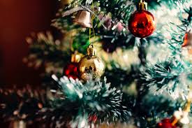 Up close image of a decorated Christmas tree