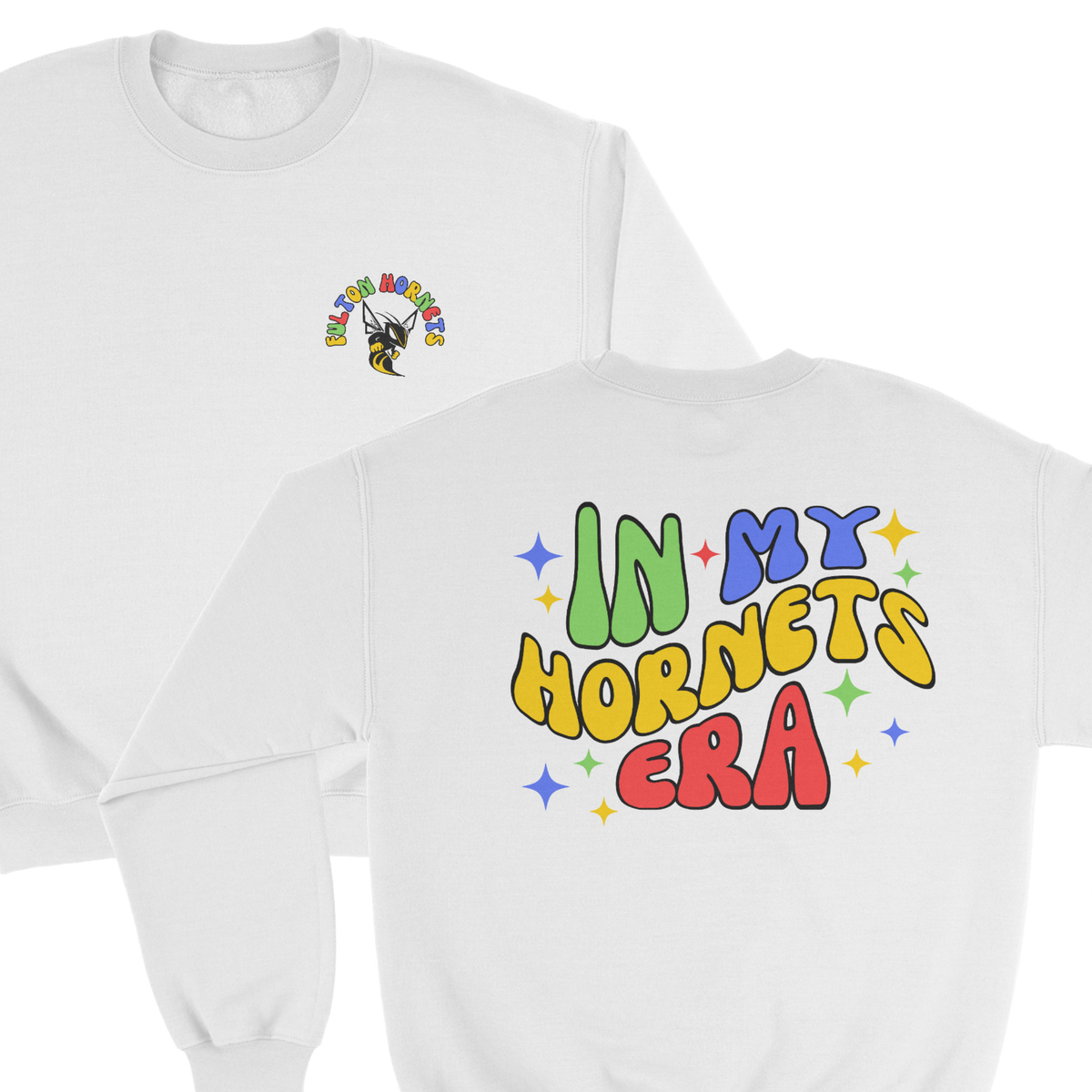 In My Hornets Era Crewneck Sweatshirt in red, blue, and green 