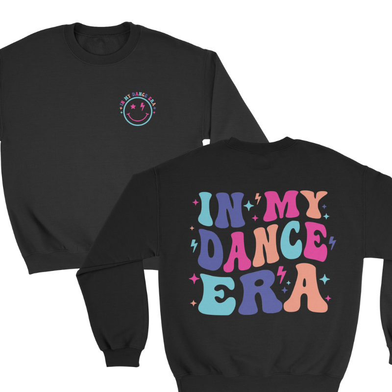 In My Dance Era Crewneck Sweatshirt in Black Multi Colored 