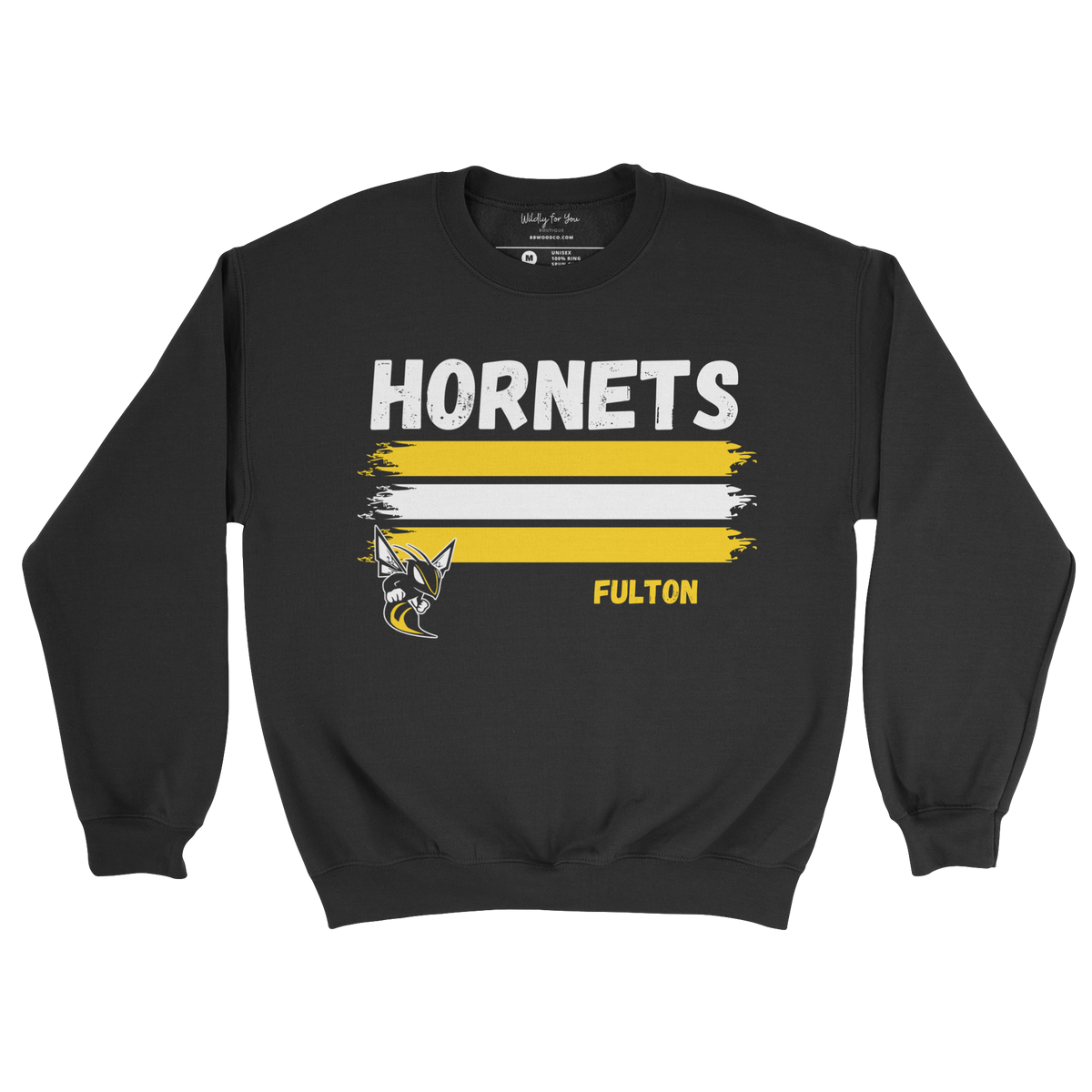 Classic Fulton Hornets Crewneck Sweatshirt in black 