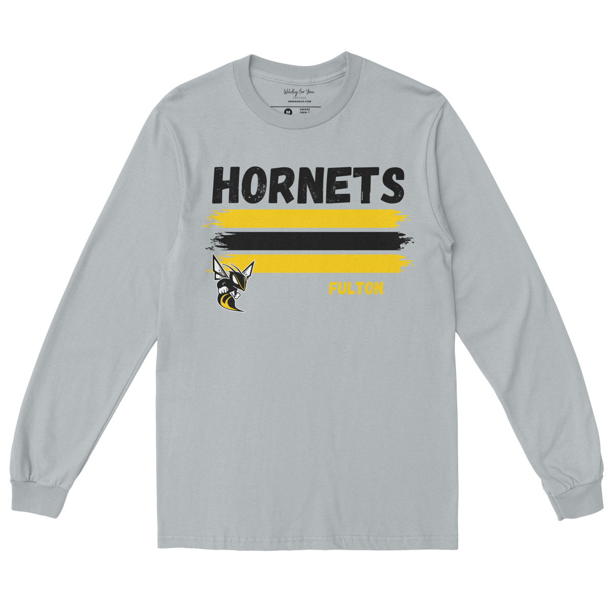 Classic Fulton Hornets Long Sleeve Tee in gray 