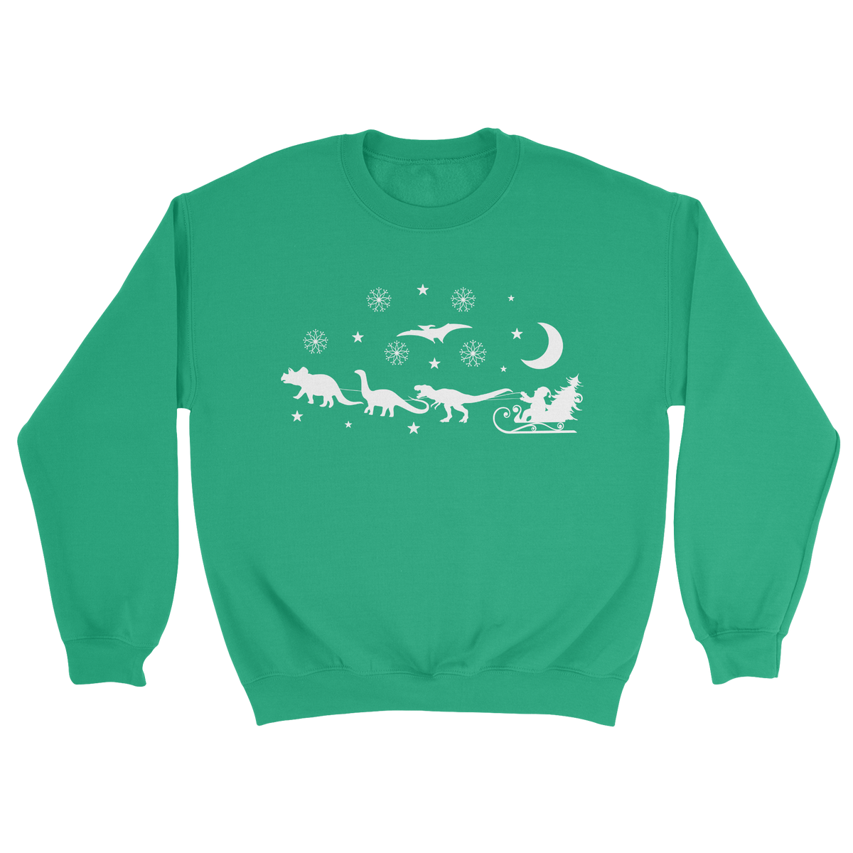 Dinosaur Christmas Crewneck Sweatshirt in Irish Green 