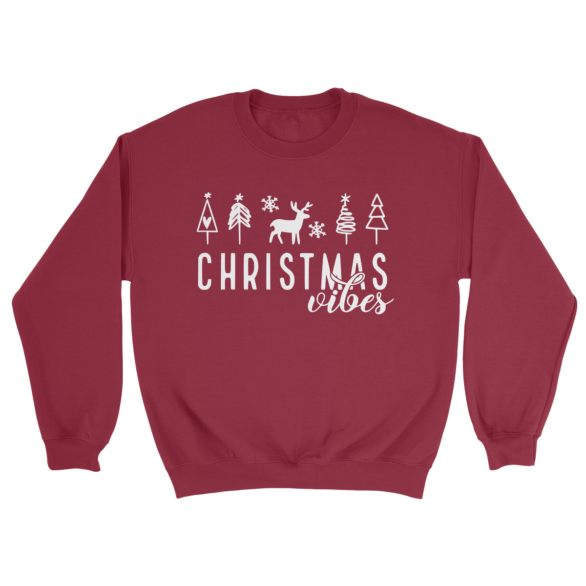 Christmas Vibes Crewneck Sweatshirt in Antique Cherry Red