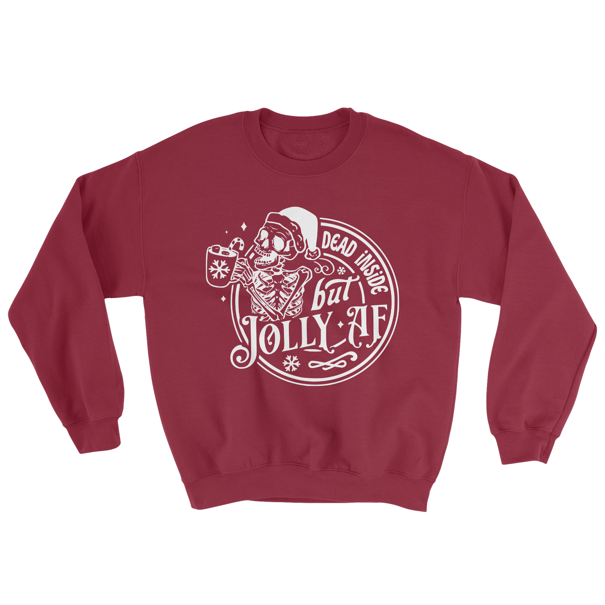 Dead Inside but Jolly AF Crewneck Sweatshirt in Antique Cherry Red