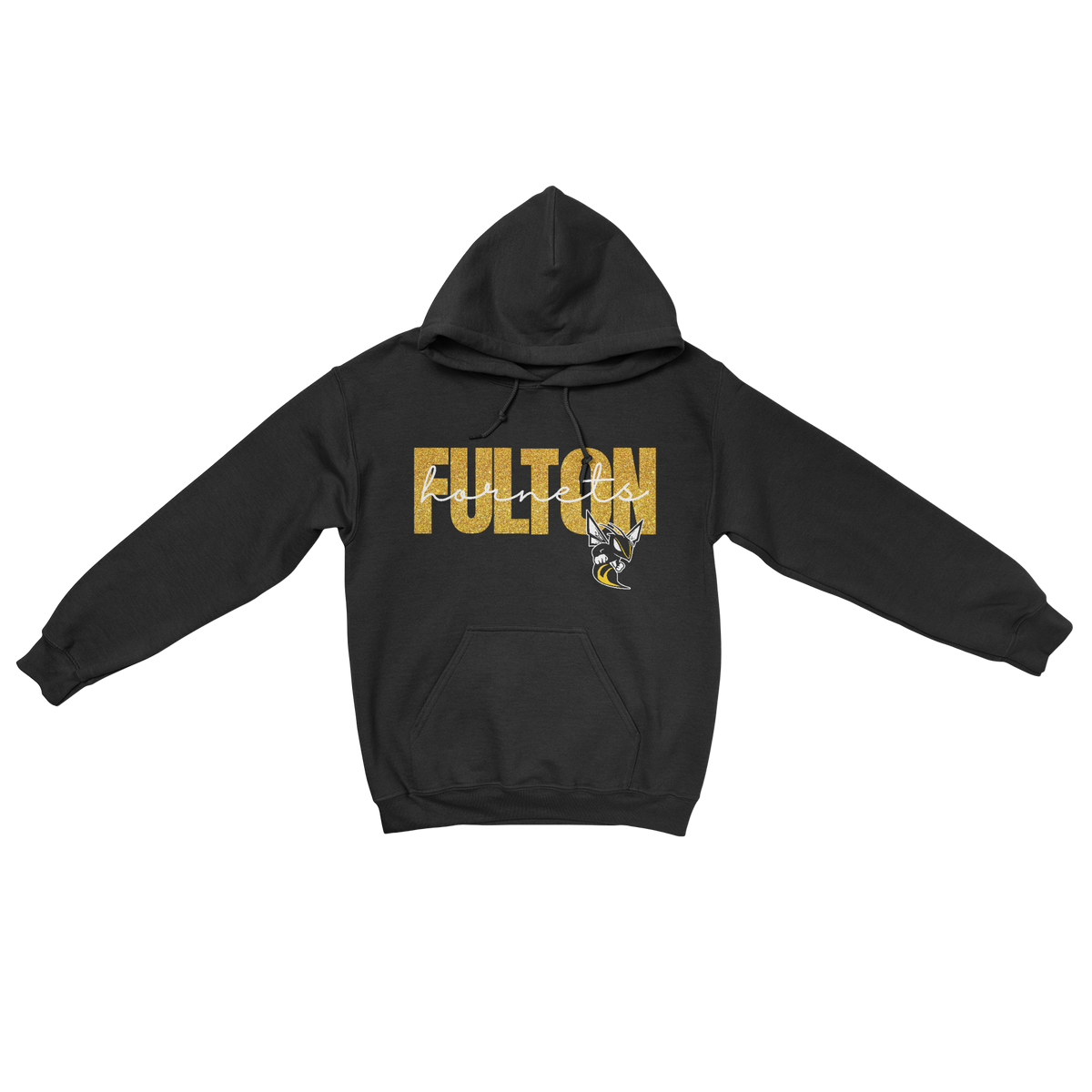 Glitter Fulton Hornets Hooded Sweatshirt in black 