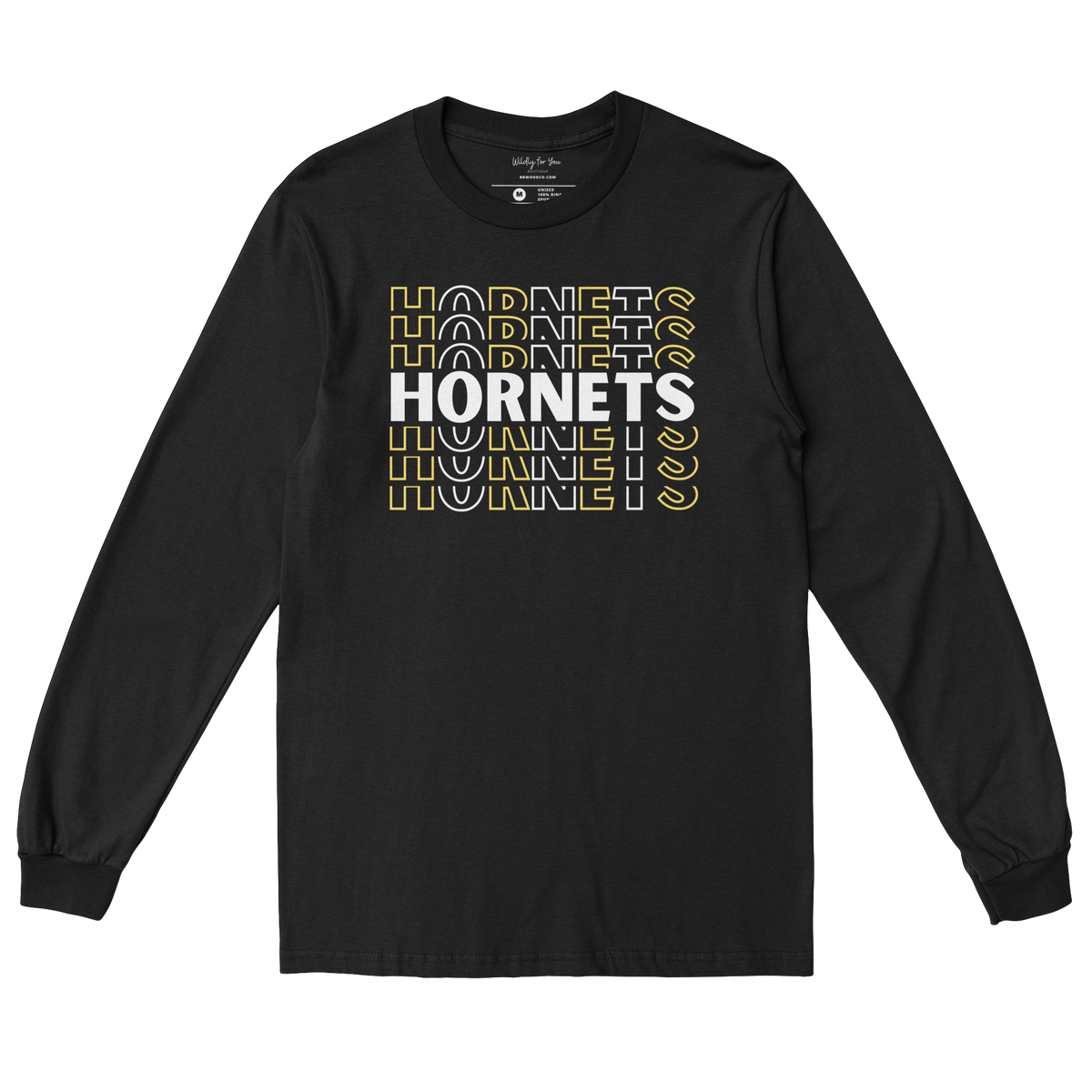 Repeating Hornets Long Sleeve Tee in black 