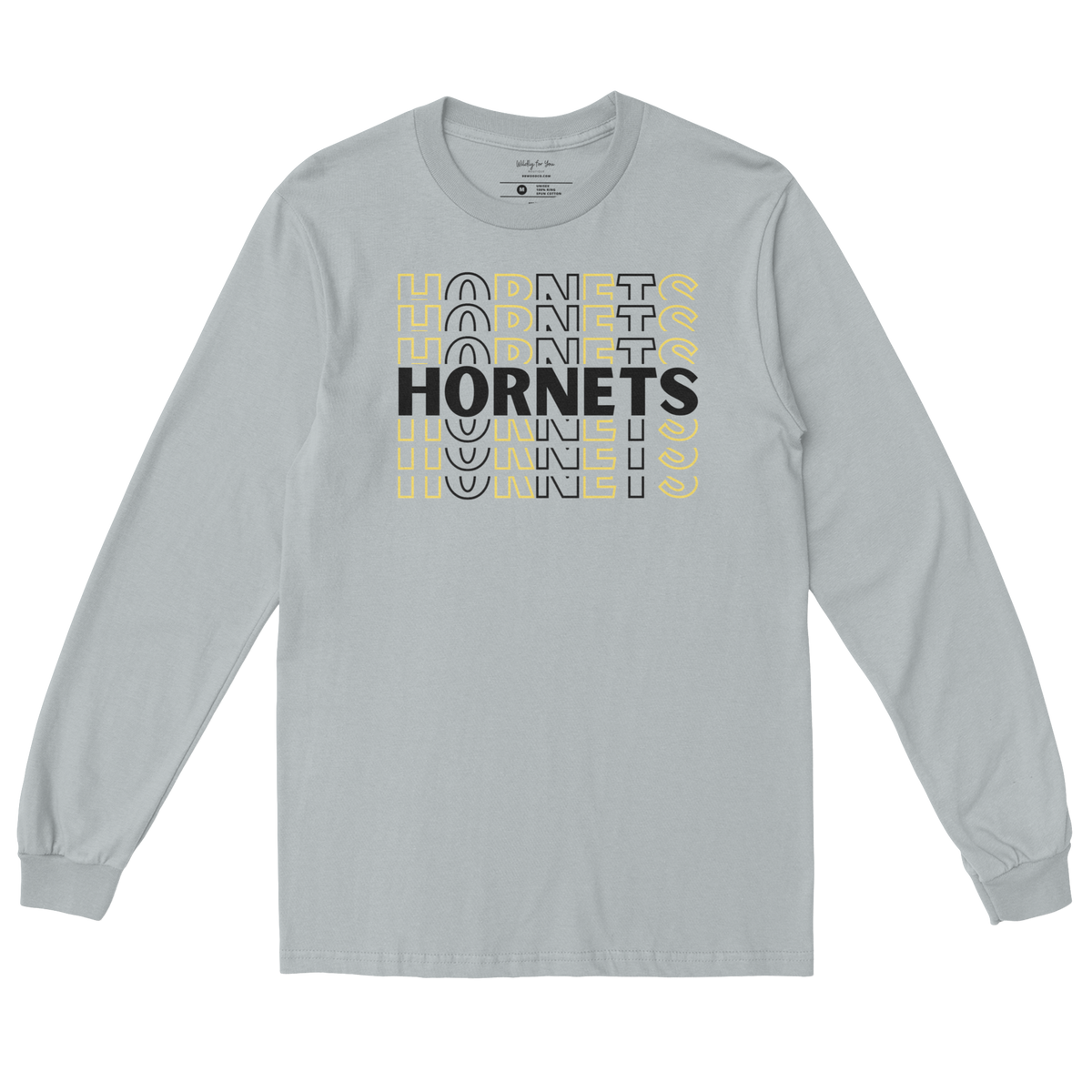 Repeating Hornets Long Sleeve Tee in gray 